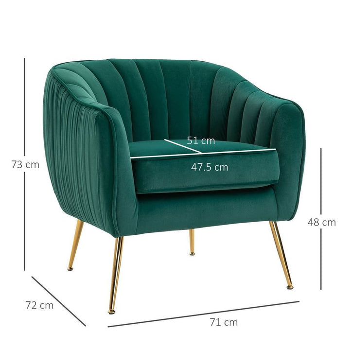 S0671347242 - Emerald Green Fabric Single Sofa Arm Chair, Shell-Shaped Velvet Upholstered Accent Chair with Wood Legs for Living Room - Coa Living