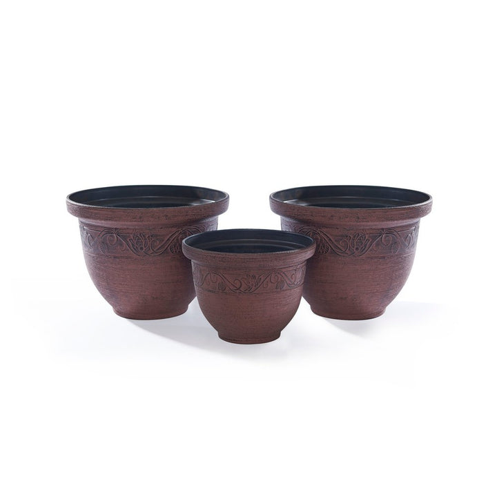 S0671362496 - 3 Pack Brown Planters | Eco - Friendly Recycled Polypropylene - Coa Living