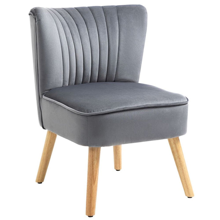 S0671383449 - HOMCOM Velvet Accent Chair Occasional Tub Chair for Living Room Bedroom Grey - Coa Living