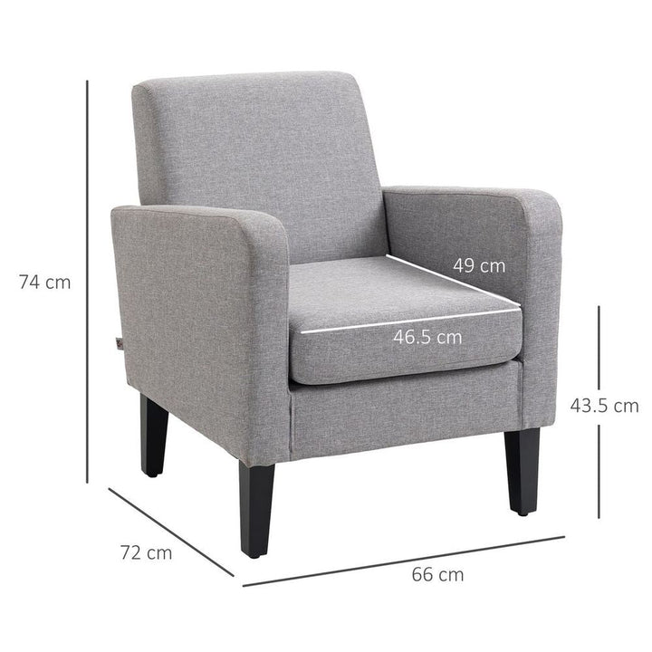 S0671383498 - HOMCOM Modern Armchair Accent Chair with Rubber Wood Legs for Bedroom Light Grey - Coa Living