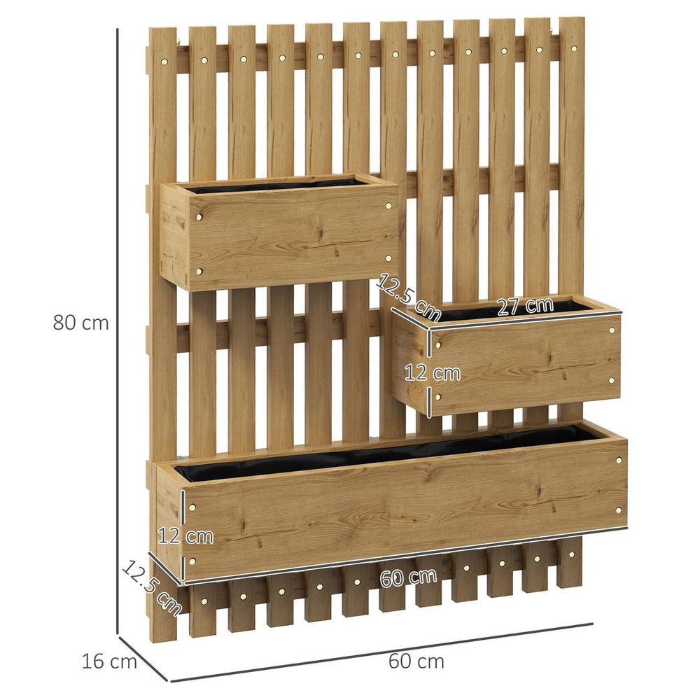 S0671383584 - Outsunny Wooden Garden Planters with Trellis Wall - mounted Raised Garden Bed - Coa Living