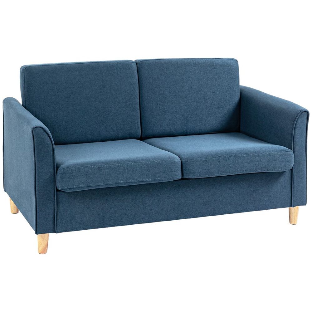 S0671383603 - HOMCOM Double Seat Sofa Linen Upholstery Loveseat Couch w/ Armrests, Blue - Coa Living