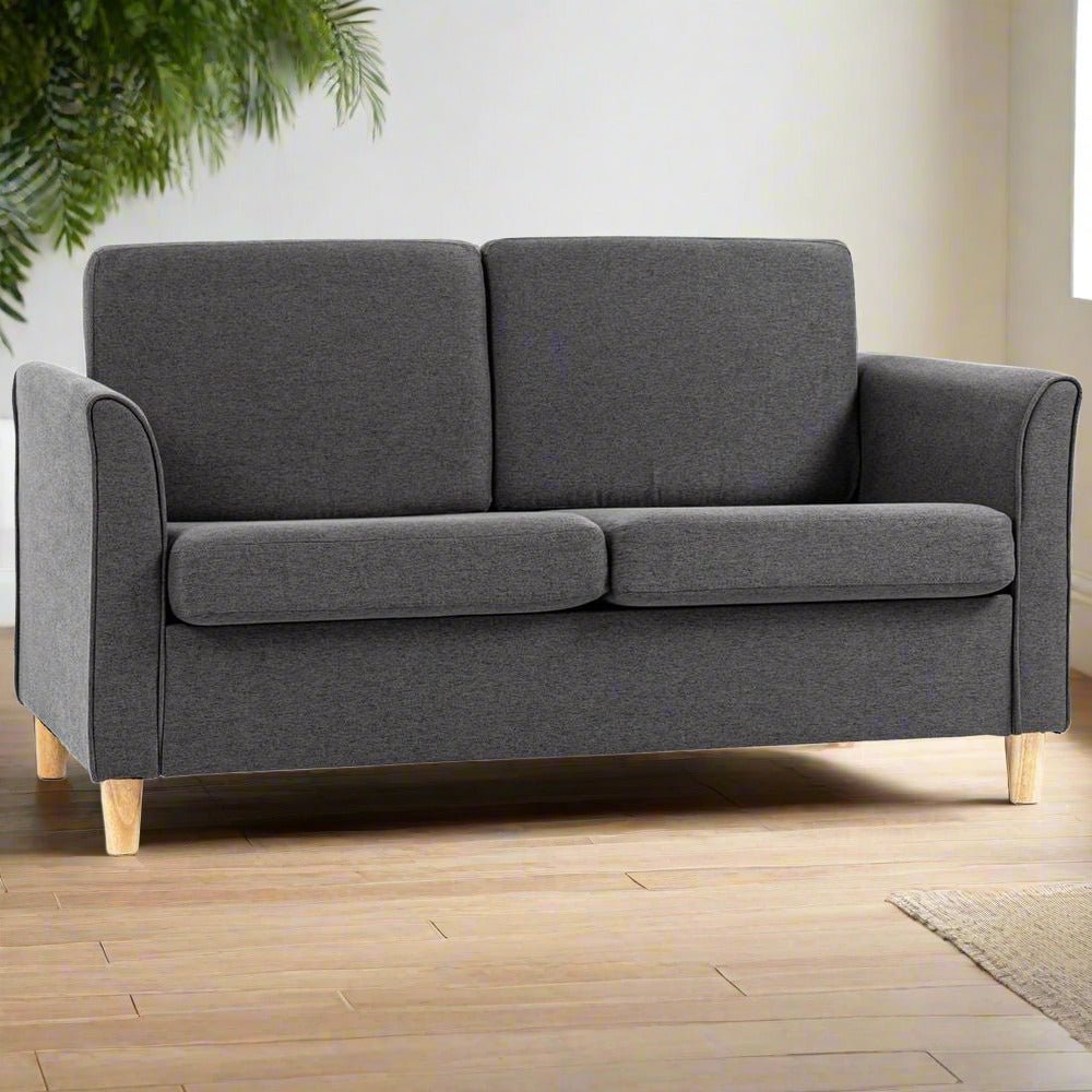 S0671383604 - Double Seat Sofa with Linen Upholstery and Armrests - Dark Grey, 141cm Wide Loveseat Couch - Coa Living