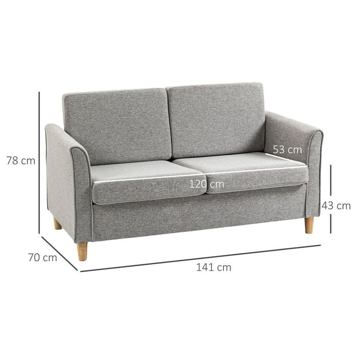 S0671383606 - HOMCOM Double Seat Sofa Linen Upholstery Loveseat Couch w/ Armrests, Light Grey - Coa Living