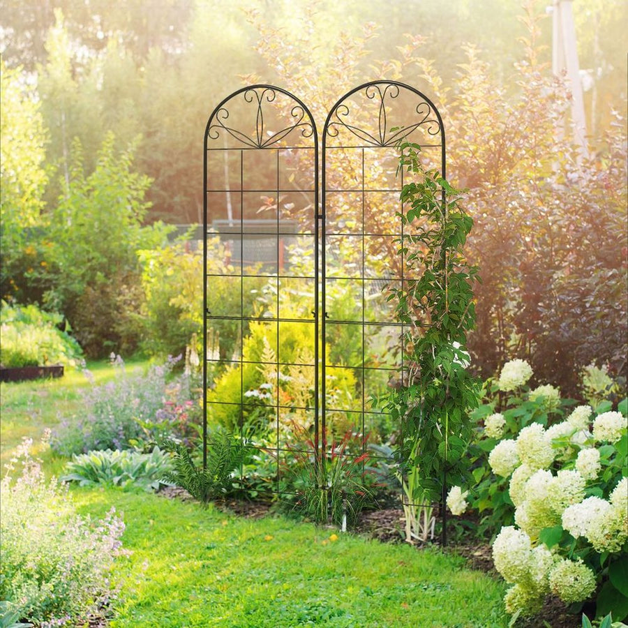 S0671391615 - Outsunny Set of 2 Metal Trellis for Climbing Plants, Grid Design - Coa Living