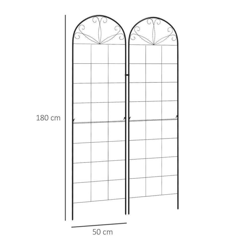 S0671391615 - Outsunny Set of 2 Metal Trellis for Climbing Plants, Grid Design - Coa Living