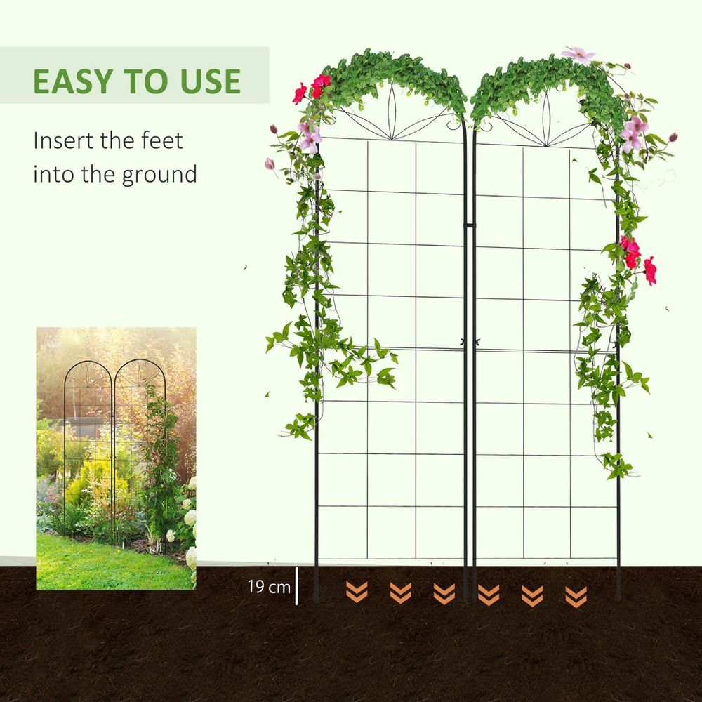 S0671391615 - Outsunny Set of 2 Metal Trellis for Climbing Plants, Grid Design - Coa Living