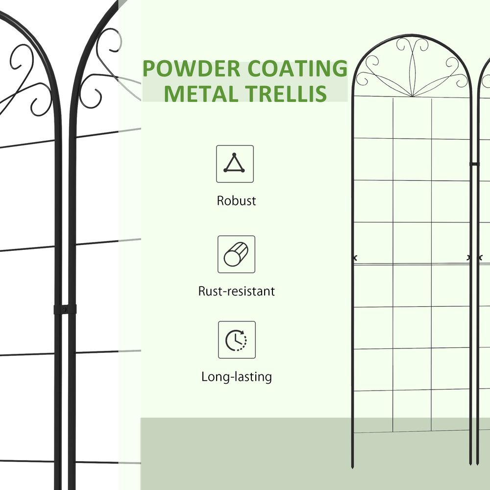 S0671391615 - Outsunny Set of 2 Metal Trellis for Climbing Plants, Grid Design - Coa Living