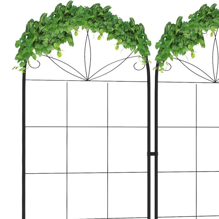 S0671391615 - Outsunny Set of 2 Metal Trellis for Climbing Plants, Grid Design - Coa Living