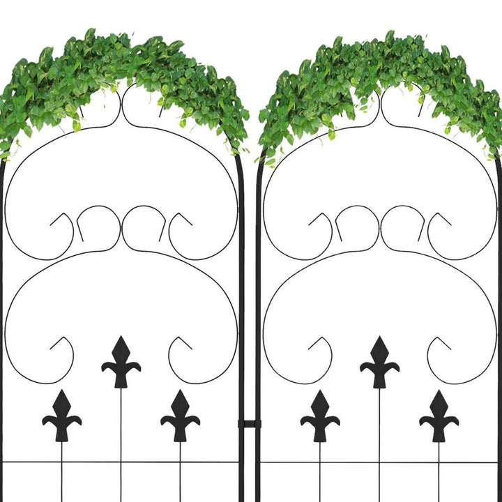 S0671391617 - Outsunny Set of 2 Metal Trellis for Climbing Plants, Scrolls Design - Coa Living