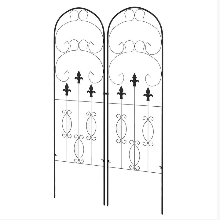 S0671391617 - Outsunny Set of 2 Metal Trellis for Climbing Plants, Scrolls Design - Coa Living