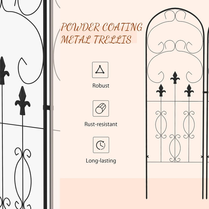 S0671391617 - Outsunny Set of 2 Metal Trellis for Climbing Plants, Scrolls Design - Coa Living