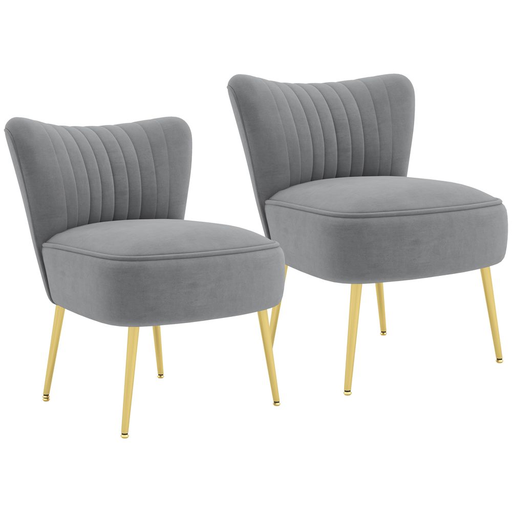 S0671398861 - HOMCOM Set of 2 Accent Chairs Wingback Armless Chairs for Bedroom Grey - Coa Living