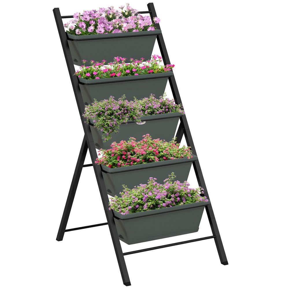 S0671433486 - Outsunny Indoor Outdoor Vertical Raised Garden Bed with 5 Removable Tray - Coa Living