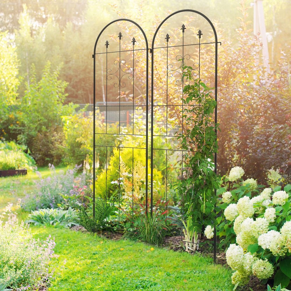 S0671433495 - Outsunny Set of 2 Metal Trellis for Climbing Plants, Arrow Design - Coa Living