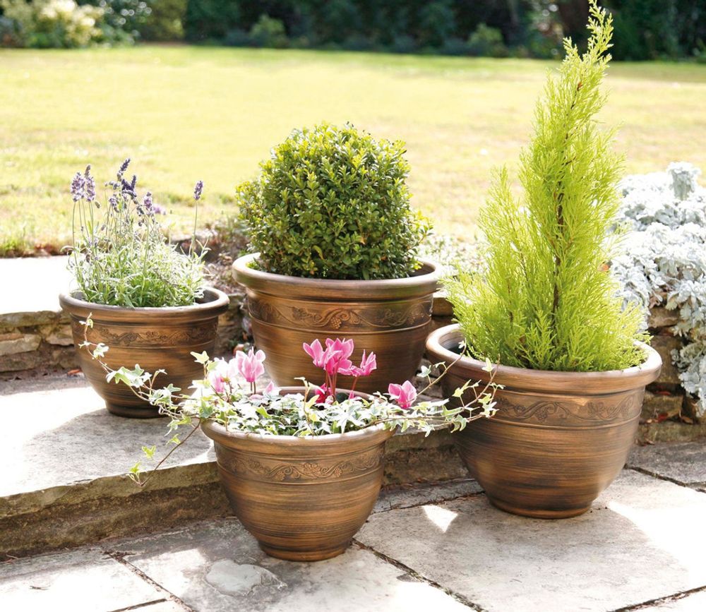 S0671444680 - Pk 4 Wenlock Planters - Bronze - Coa Living