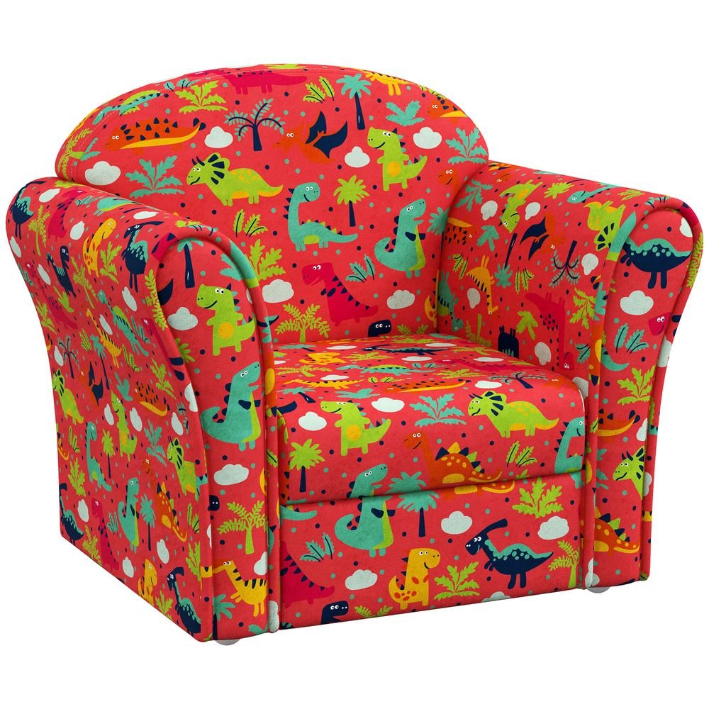 S0671499824 - AIYAPLAY Kids Sofa Chair with Dinosaur Design for Bedroom, Playroom, Red - Coa Living