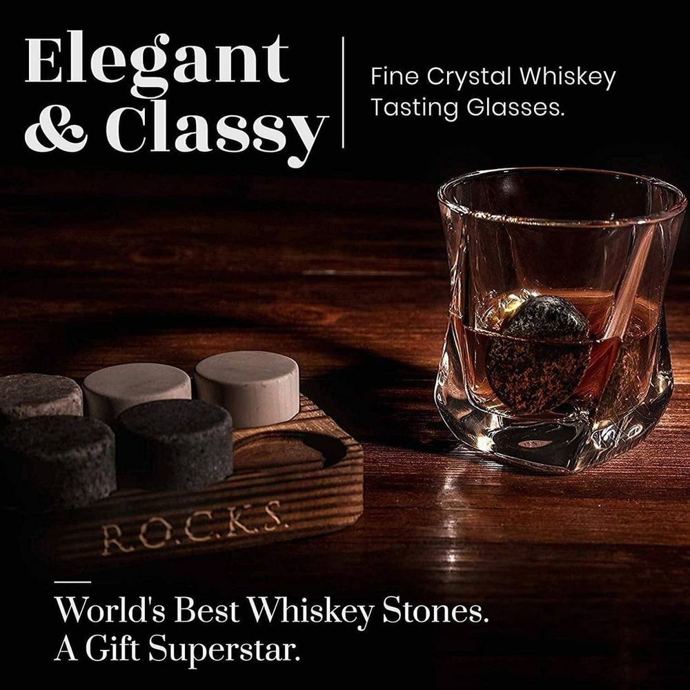 S0671504663 - R.O.C.K.S Whiskey Stones The Connoisseur's Set - Twist Glass Edition - Coa Living