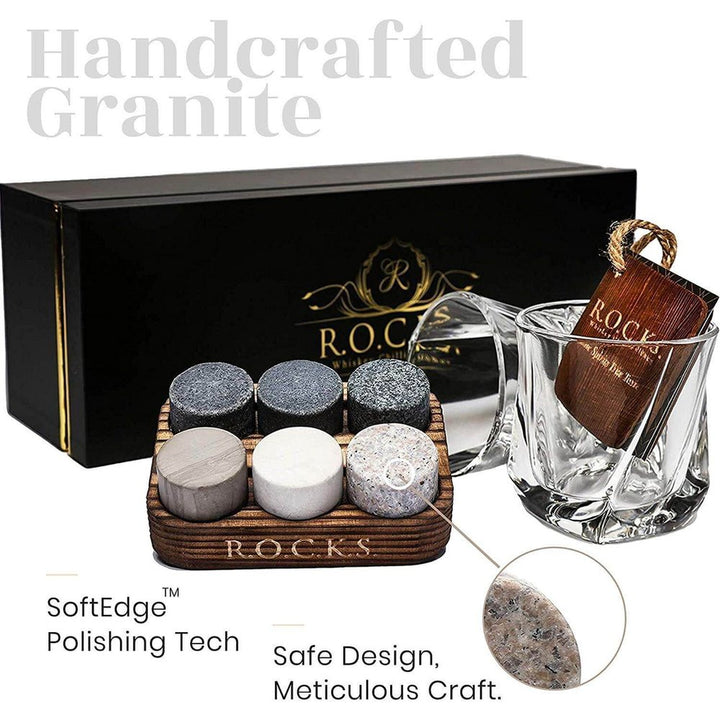 S0671504663 - R.O.C.K.S Whiskey Stones The Connoisseur's Set - Twist Glass Edition - Coa Living