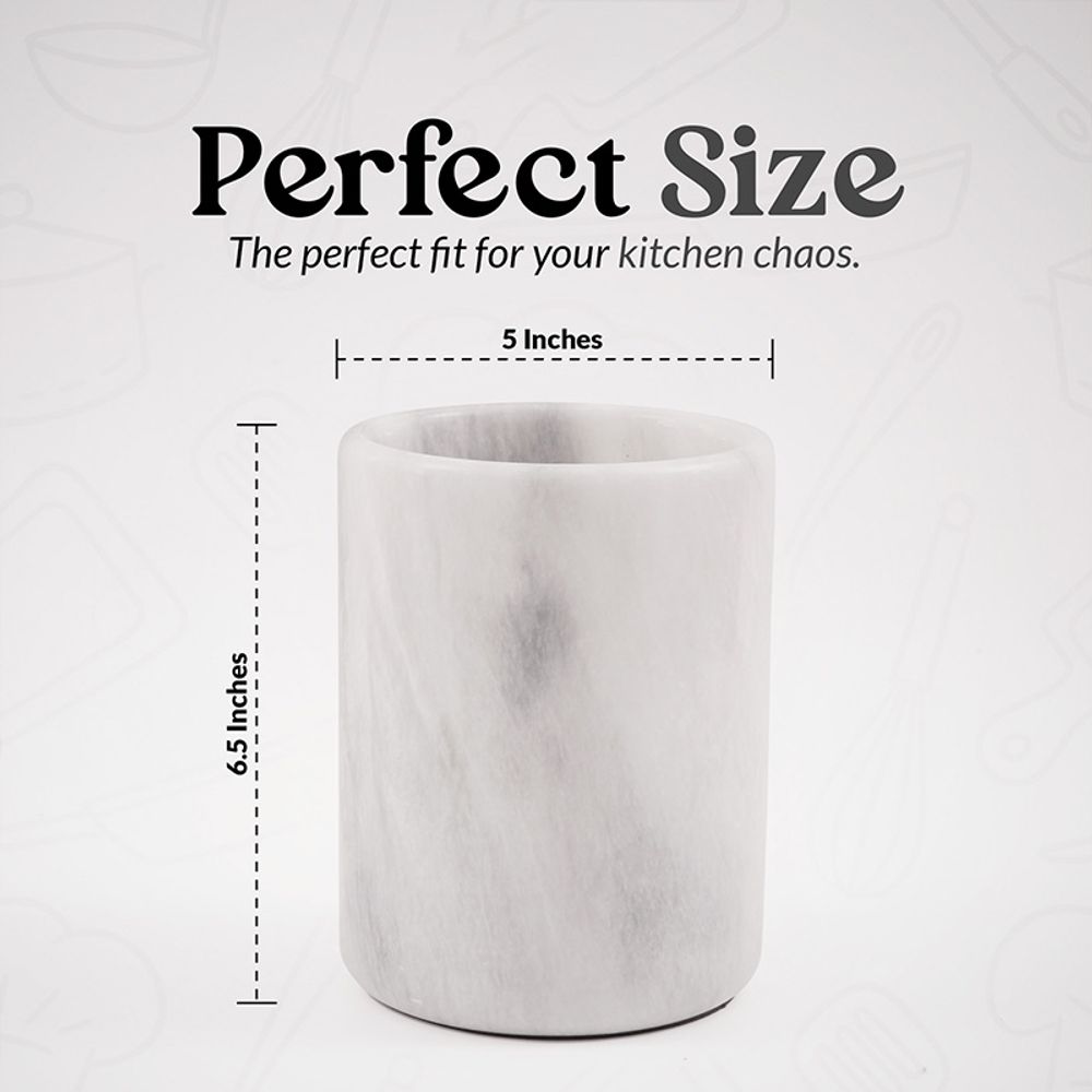 S0671529578 - Natural Marble Utensil Holder - White - Coa Living