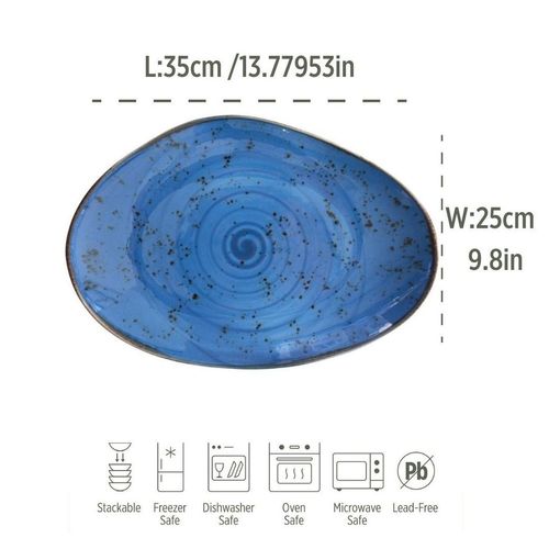 S0671531848 - Pebble Porcelain Serving Plate in Marine Blue 35cm - Coa Living