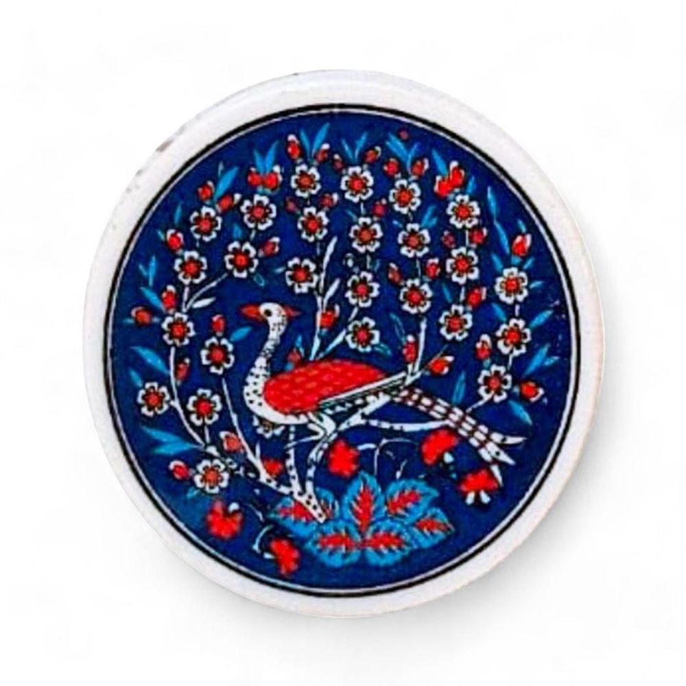 S0671531950 - Ceramic Coaster Peacock Navy 10cm - Coa Living