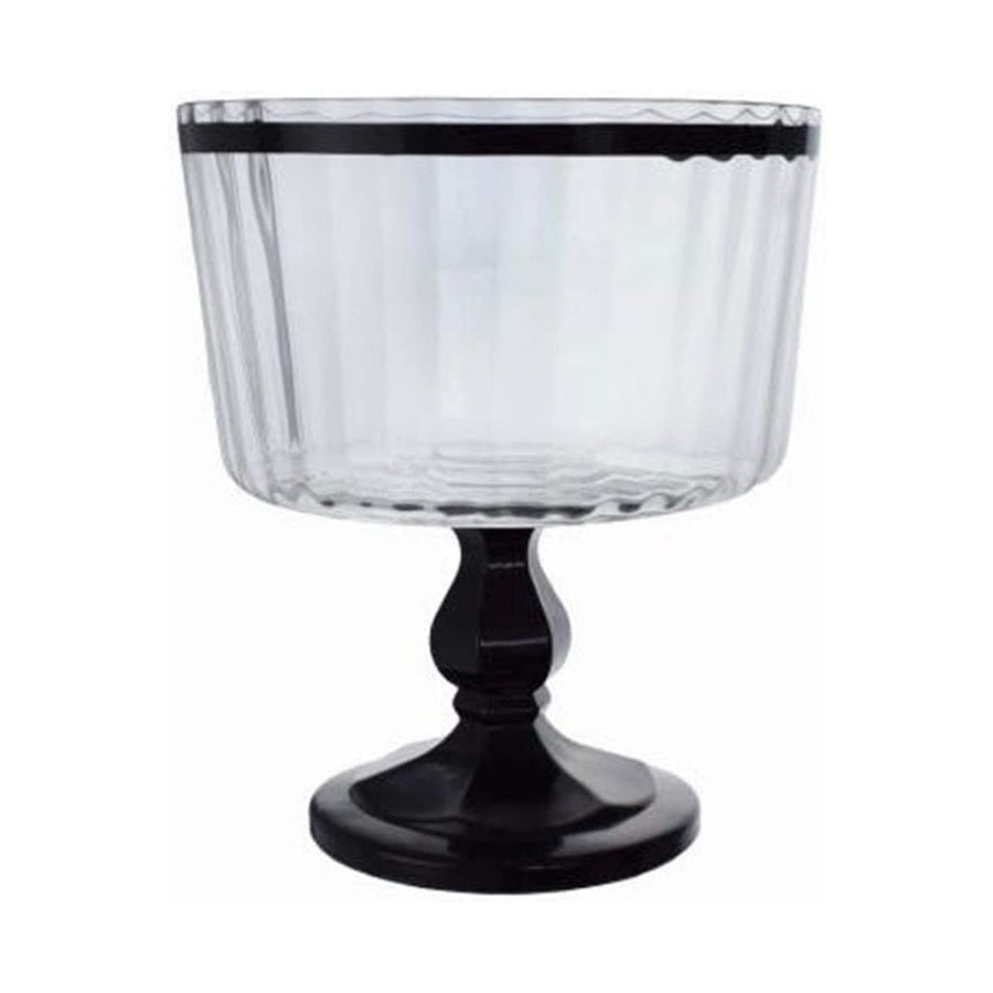 S0671532073 - Savora Glass Footed Trifle Dish with Black Detail - Coa Living