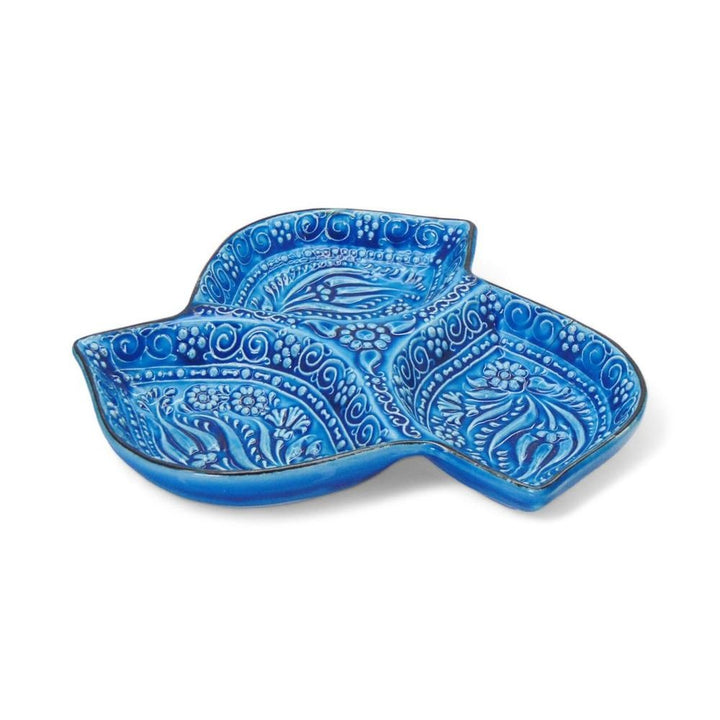 S0671532087 - 3 - in - 1 Leaves, Blue Snack and Dip Bowl, Divided Servings - Coa Living