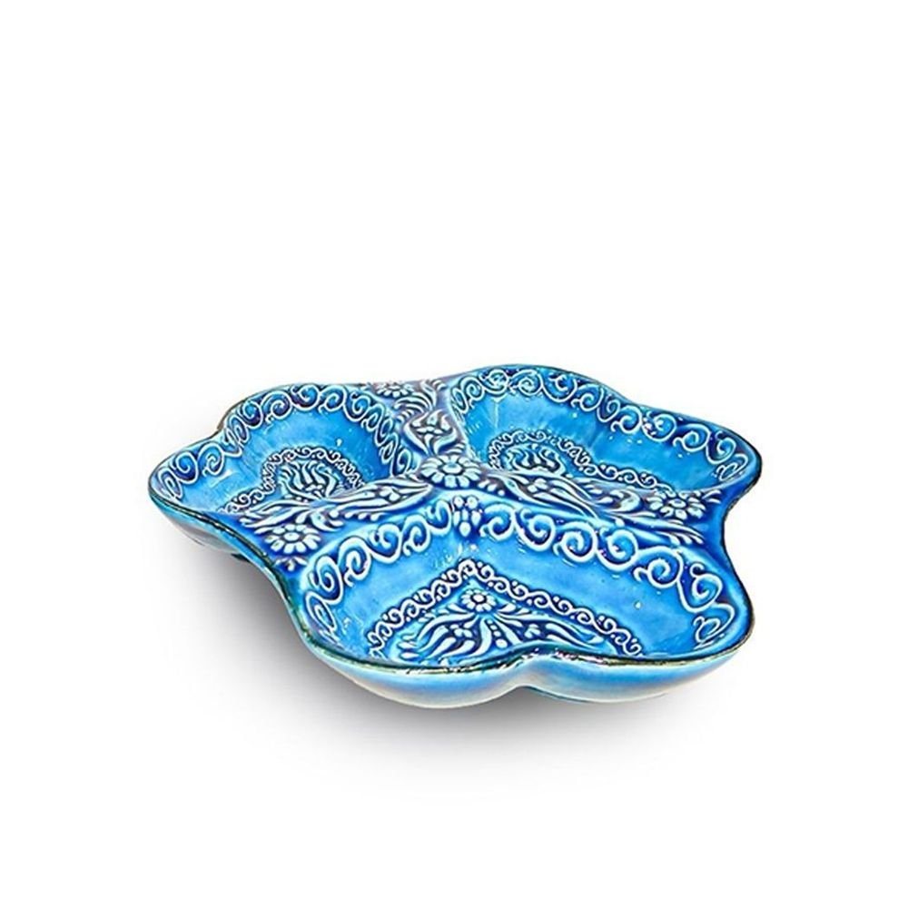 S0671532127 - 3 - in - 1 Snack and Dip Bowl for Divided Servings, Blue, Heart Shaped - Coa Living