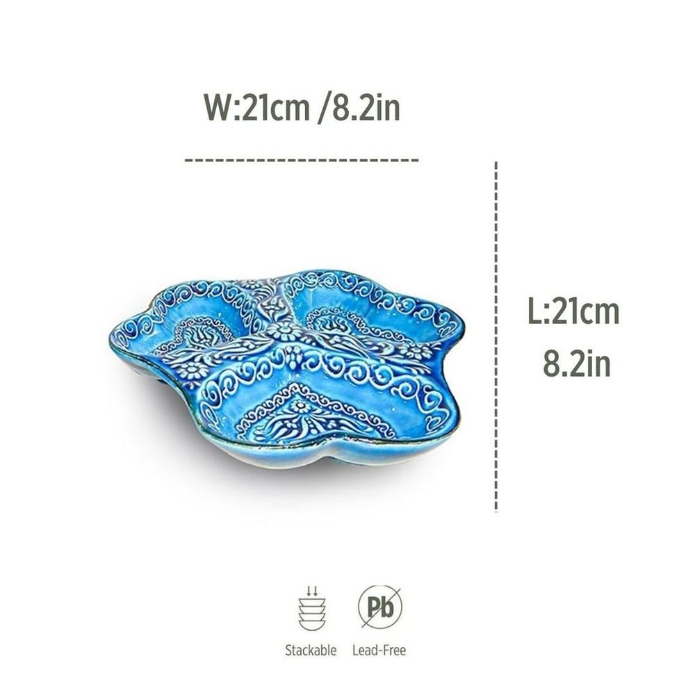 S0671532127 - 3 - in - 1 Snack and Dip Bowl for Divided Servings, Blue, Heart Shaped - Coa Living