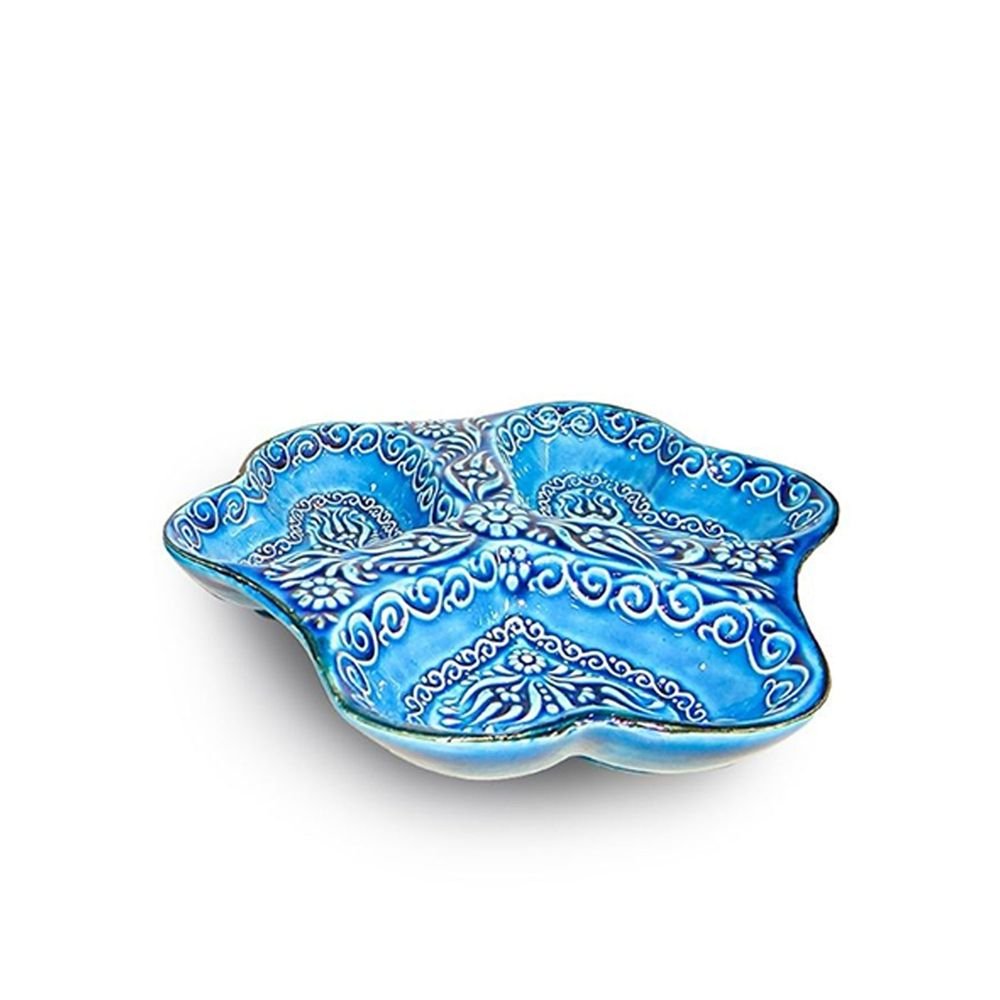 S0671532127 - 3 - in - 1 Snack and Dip Bowl for Divided Servings, Blue, Heart Shaped - Coa Living