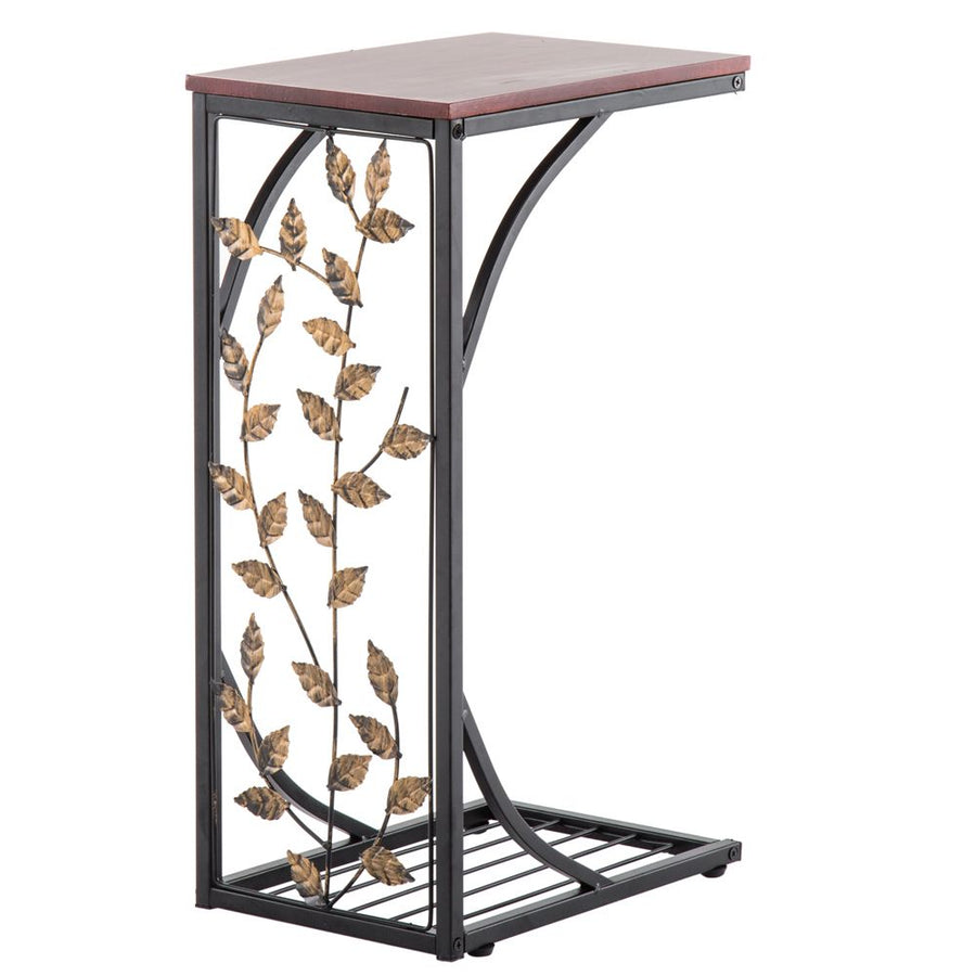 S0671537510 - 54*30.5*21CM Leaf Pattern Iron Side Table Coffee Table Brown - Coa Living