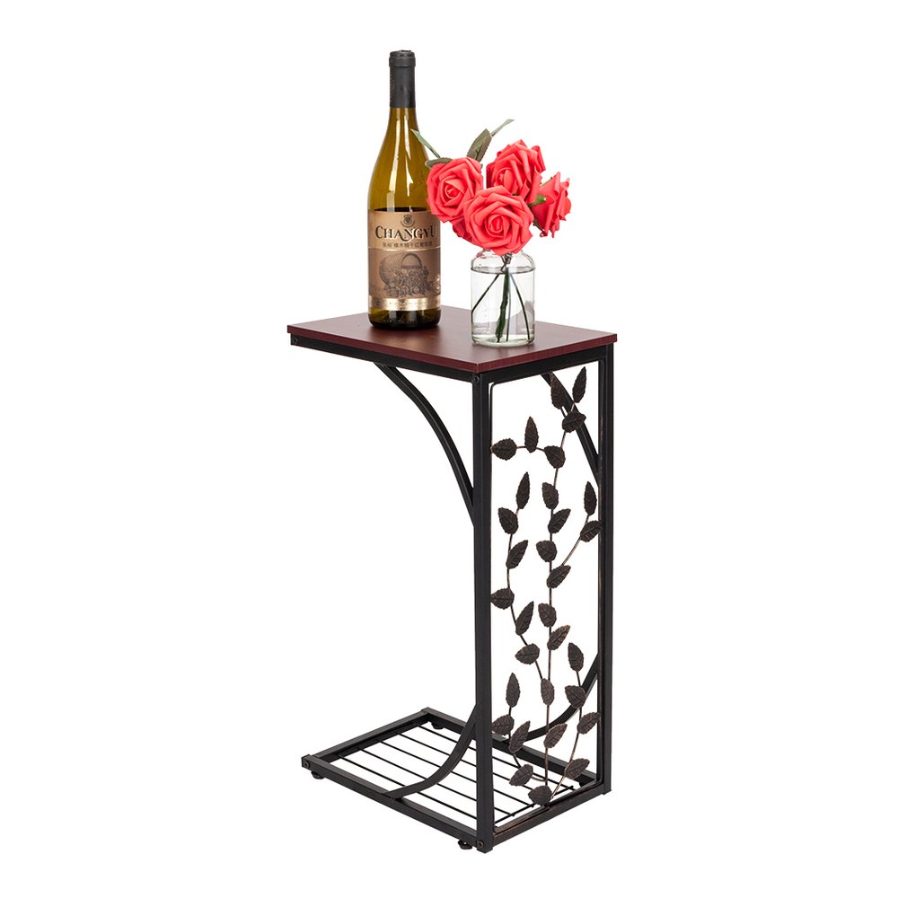 S0671537510 - 54*30.5*21CM Leaf Pattern Iron Side Table Coffee Table Brown - Coa Living