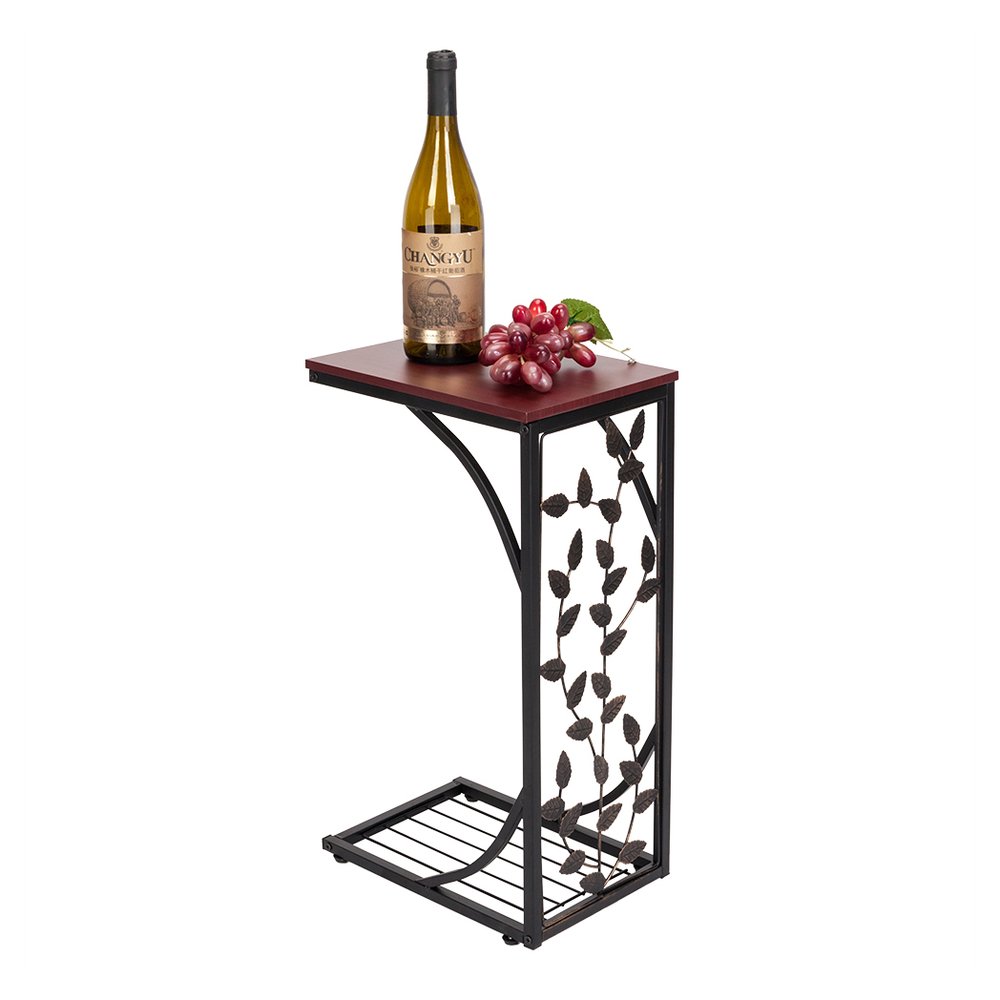 S0671537510 - 54*30.5*21CM Leaf Pattern Iron Side Table Coffee Table Brown - Coa Living