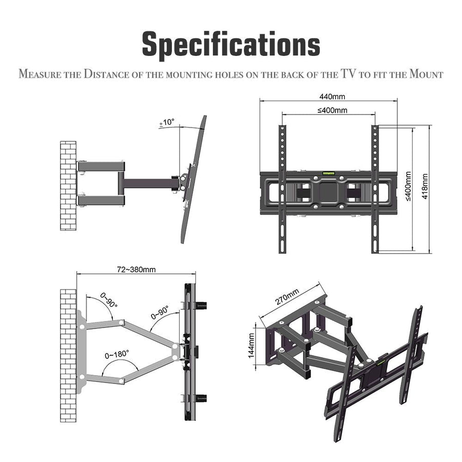 S0671537909 - 26 - 55 Inch Double Pendulum Large Base TV Stand TMDS - 105 Bearing 40Kg/Vese400*400/Upper And Lower - 10~ 10° - Coa Living