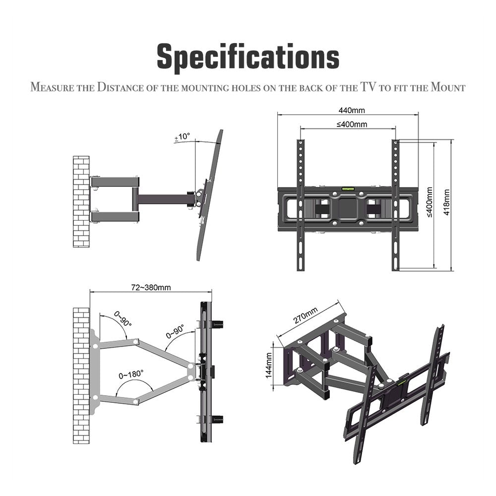 S0671537909 - 26 - 55 Inch Double Pendulum Large Base TV Stand TMDS - 105 Bearing 40Kg/Vese400*400/Upper And Lower - 10~ 10° - Coa Living