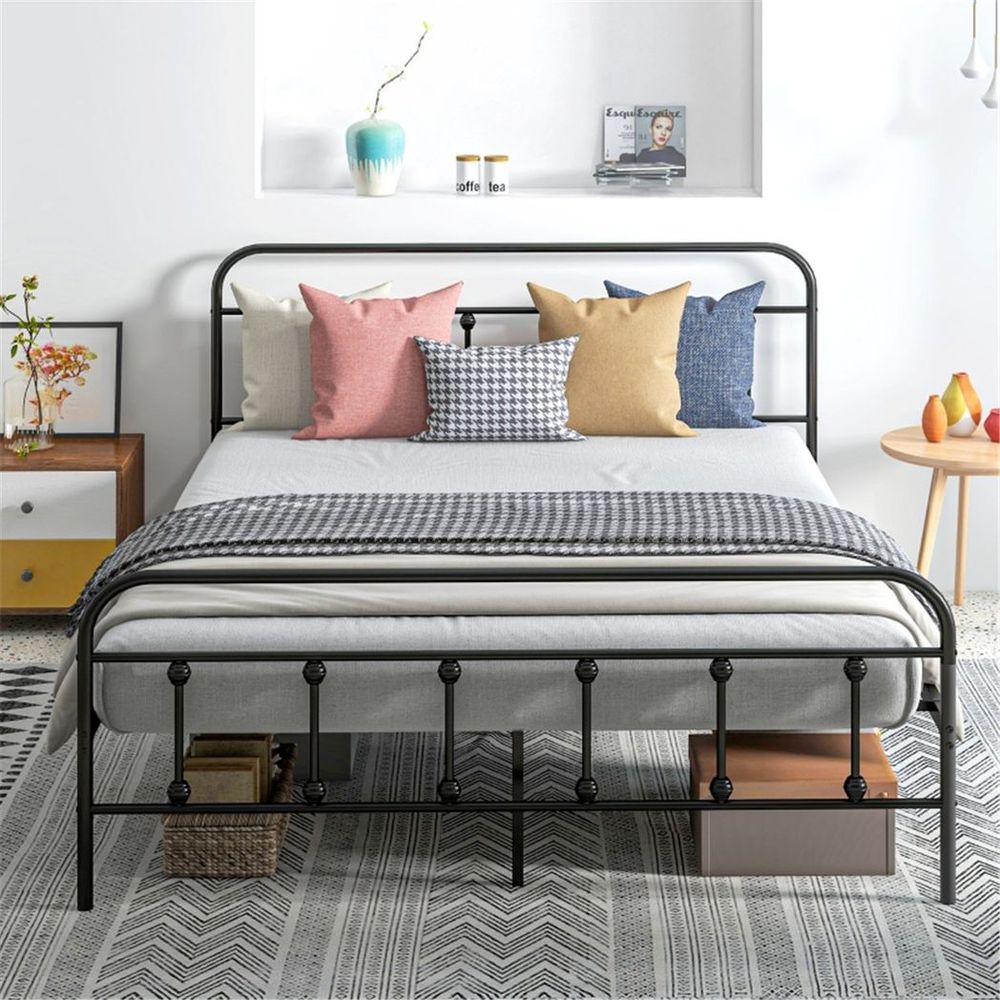 S0671538341 - Trevanian Metal King Size Bed Frame in Black - Coa Living