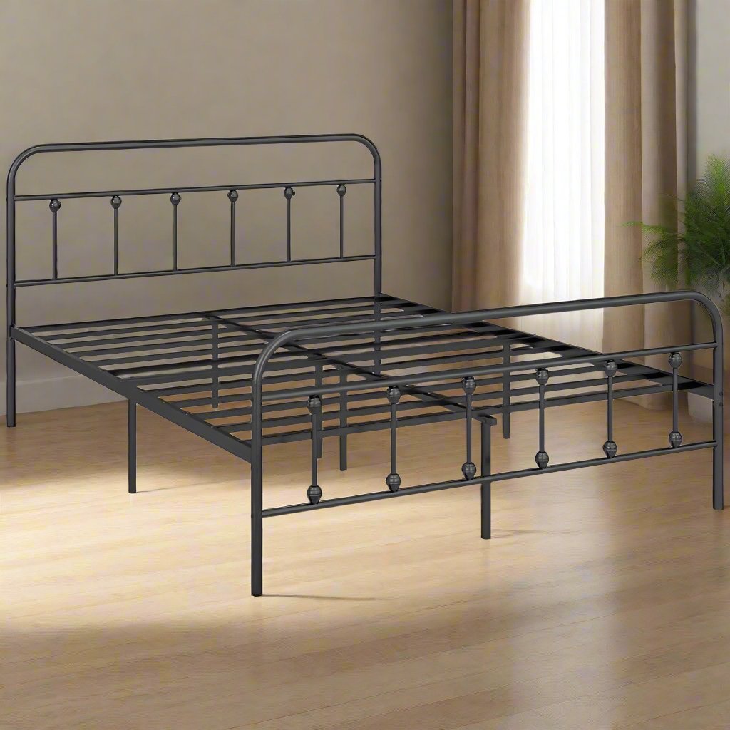 S0671538341 - Trevanian Metal King Size Bed Frame in Black - Coa Living