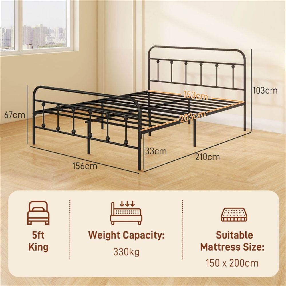 S0671538341 - Trevanian Metal King Size Bed Frame in Black - Coa Living