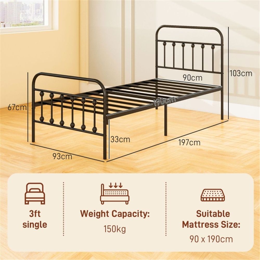 S0671538544 - Single Metal Bed Frame - Coa Living