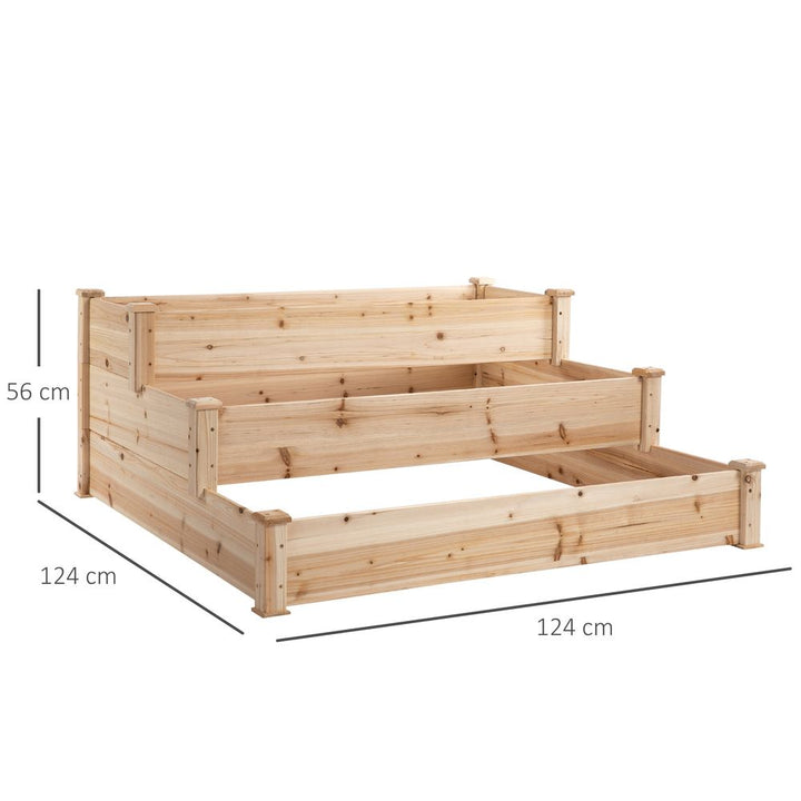 S067941673 - Wooden Raised Bed 3 - Tier Planter Kit Elevated Plant Box 124x124x56cm - Coa Living