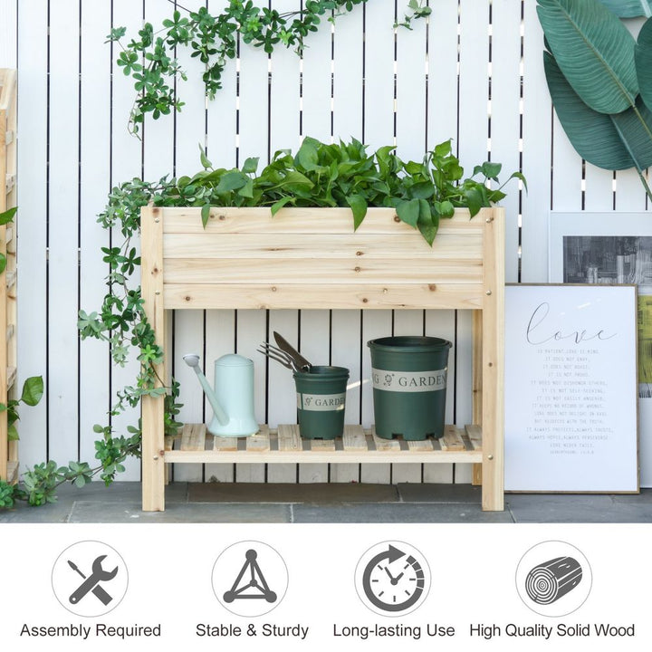 S067941674 - Wooden Raised Plant Stand Tall Flower Bed Box with Clapboard 100x40x84cm - Coa Living