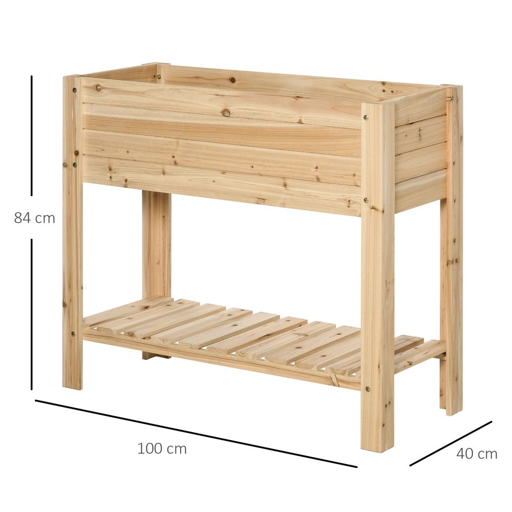 S067941674 - Wooden Raised Plant Stand Tall Flower Bed Box with Clapboard 100x40x84cm - Coa Living