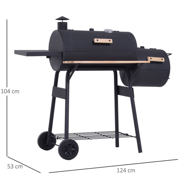 S067941714 - Portable Charcoal BBQ Grill with Steel Offset Smoker Combo | Backyard Barbecue Mastery - Coa Living