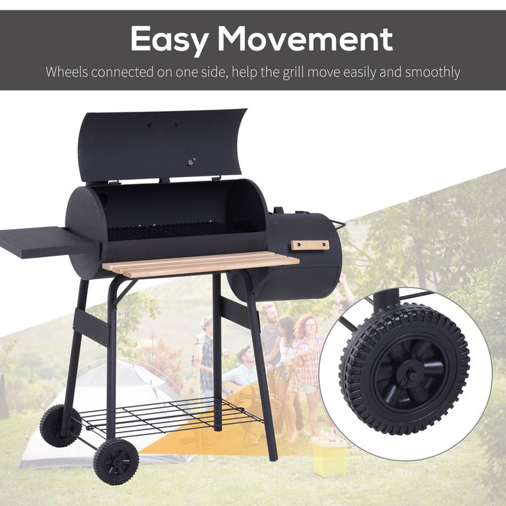 S067941714 - Portable Charcoal BBQ Grill with Steel Offset Smoker Combo | Backyard Barbecue Mastery - Coa Living