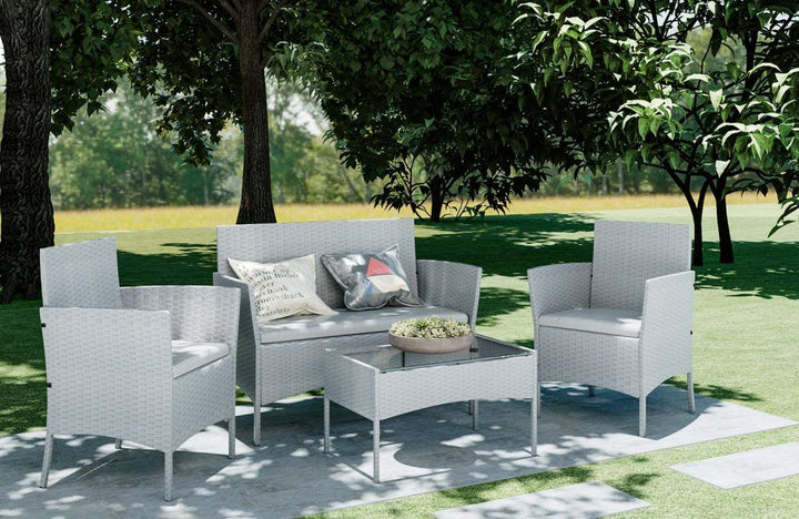 V035876518 - 4 Piece Rattan Garden Furniture Set - Coa Living