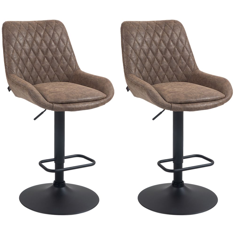 V0671440089 - HOMCOM Bar Stools Set of 2, Adjustable Bar Chairs 360° Swivel for Kitchen Coffee - Coa Living