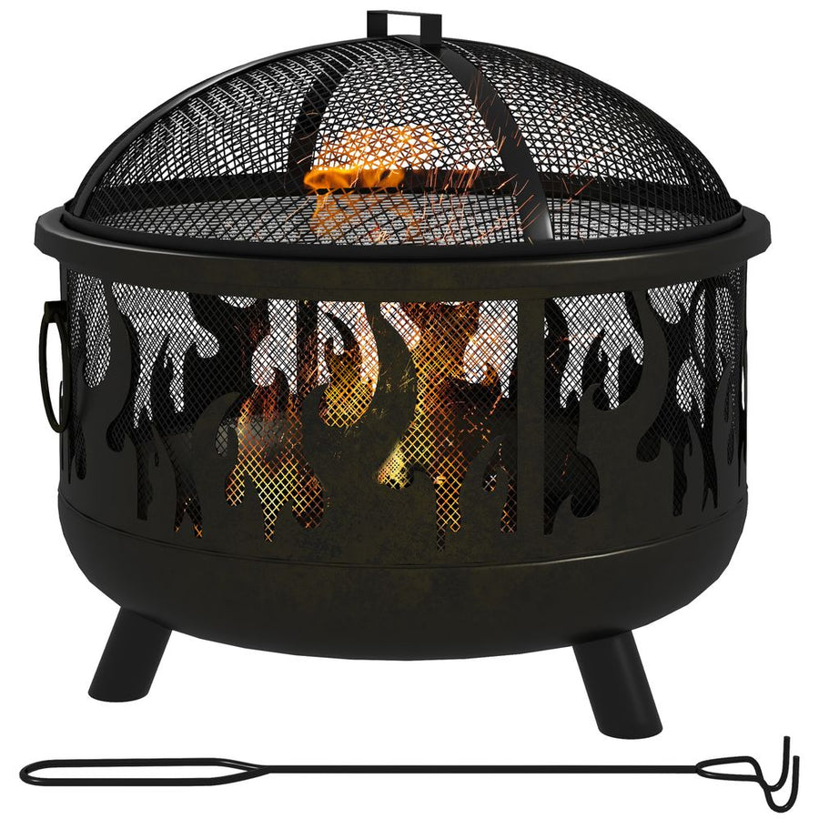 V0671440098 - Outsunny 61.5cm 2 - In - 1 Outdoor Fire Pit & Firewood BBQ Garden Cooker Heater - Coa Living