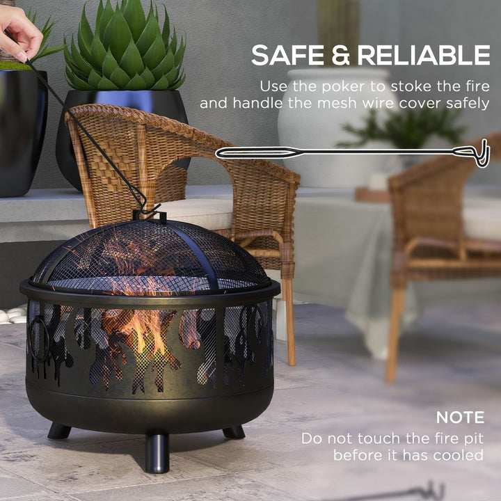 V0671440098 - Outsunny 61.5cm 2 - In - 1 Outdoor Fire Pit & Firewood BBQ Garden Cooker Heater - Coa Living