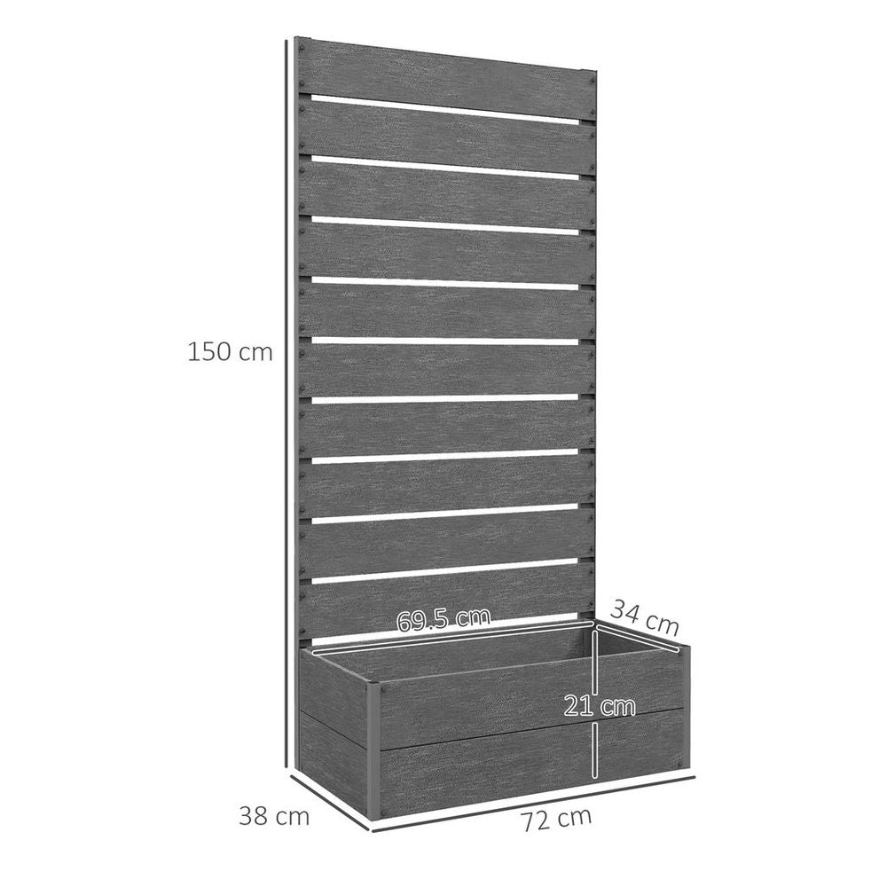 V0671440216 - Outsunny Raised Garden Bed with Trellis and Drainage Hole, Planter Box, Grey - Coa Living